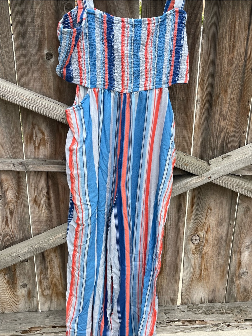 Anthropologie Piper Bandeau Cutout Jumpsuit Multi Stripe Wide Leg Vacation XL